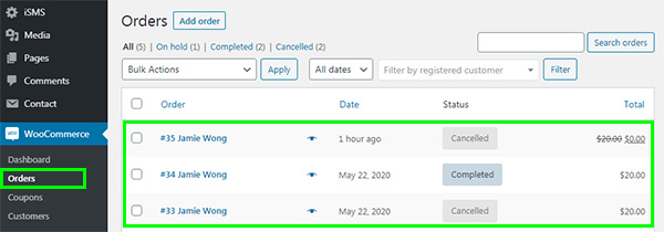 Configure Order Status WordPress iSMS E-Commerce Malaysia