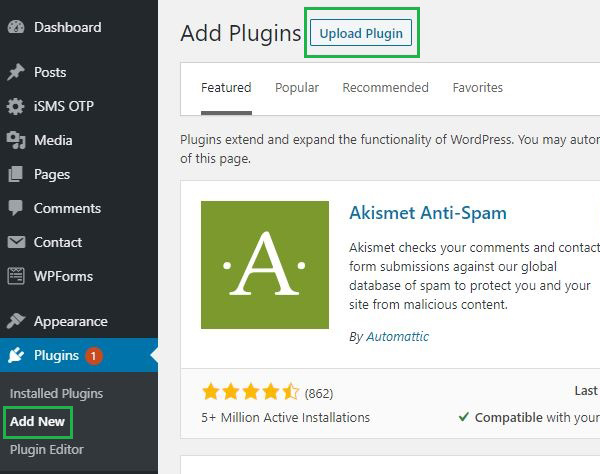 Install WordPress iSMS Contact Form Authenticator Plugin Bulk SMS Indonesia